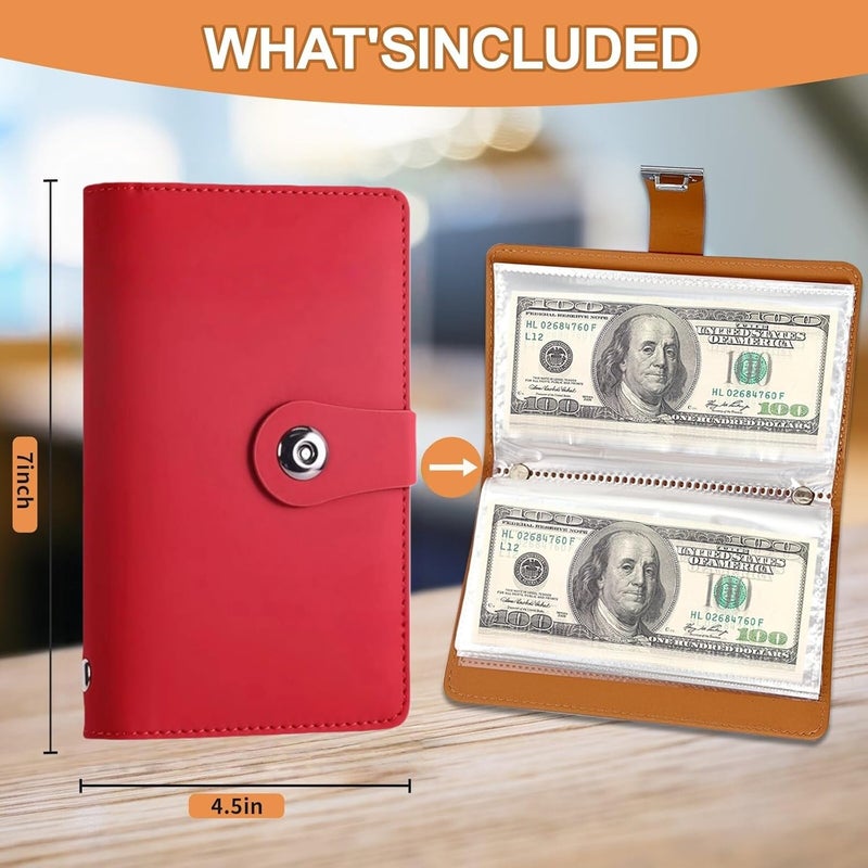 SUSOYAOCHEN 100 Envelope Challenge Binder with Lock, Savings Challenges Book with Envelopes,Envelopes Money Saving Challenge Savings Binder Successfully Reach Your Savings Goals (Red A) - Image 2